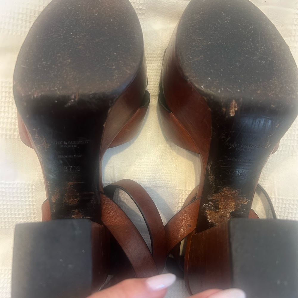 Saint Laurent Conac Leather "Farrah 80" Platform Heel Sandals
Loved these - Picture 9 of 9